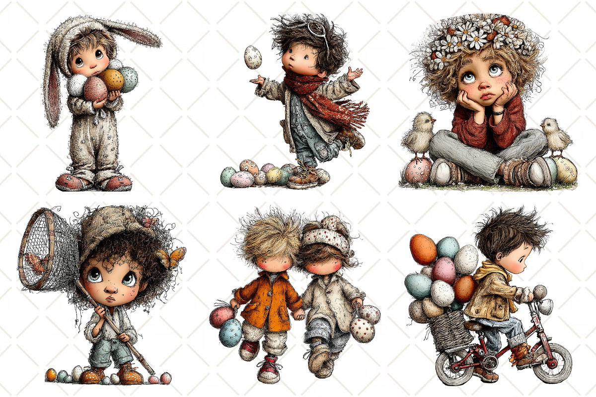 Whimsical Easter Boy Clipart, an Illustration by Black Bird Studio (Photo 3 of 6)