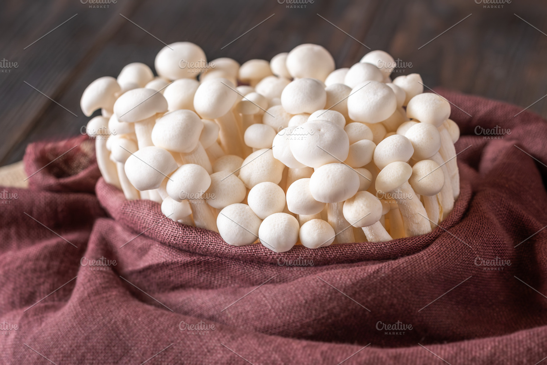 Fresh white beech mushrooms elegantl, a Food & Drink Photo by Alexander Prokopenko