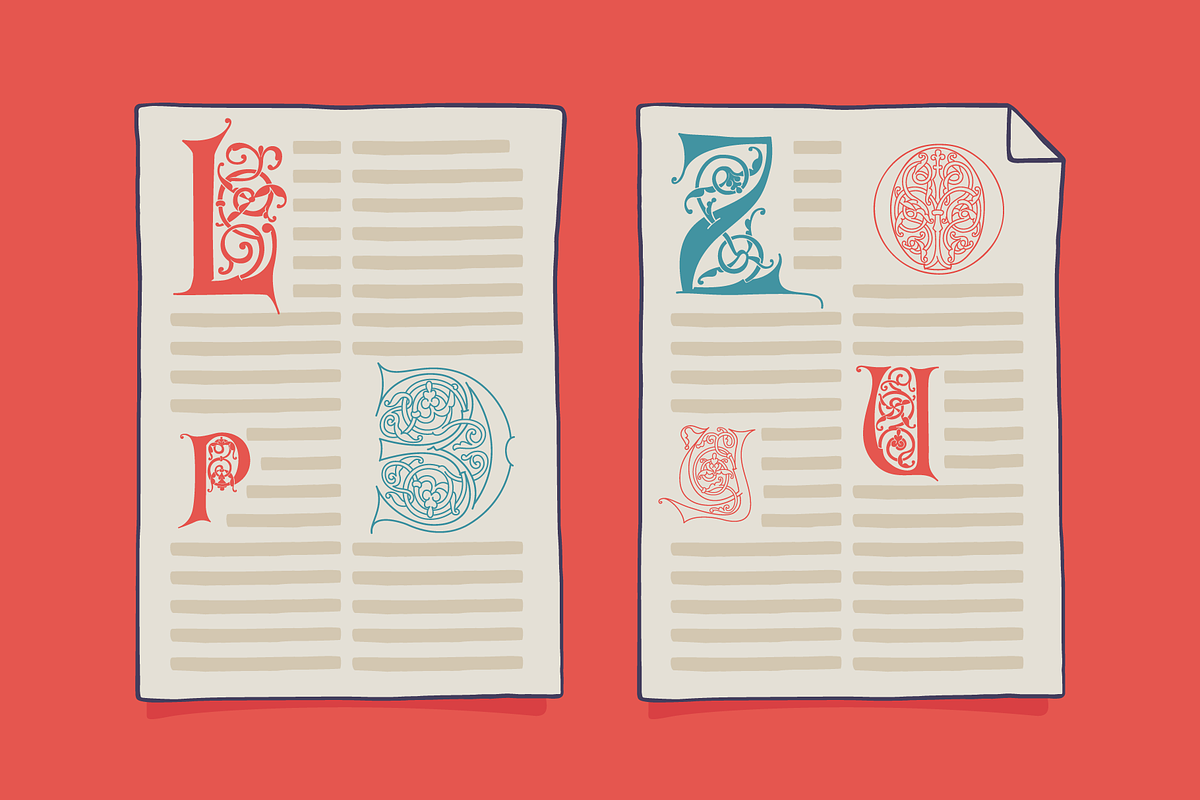Bohemian medieval initials, a Blackletter Font by kaer_shop (Photo 10 of 12)