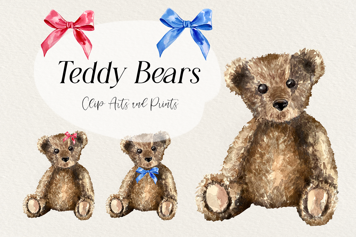 Teddy Bear Print and Clip Arts, a Decorative Illustration by Tati Bordiu (Photo 1 of 4)