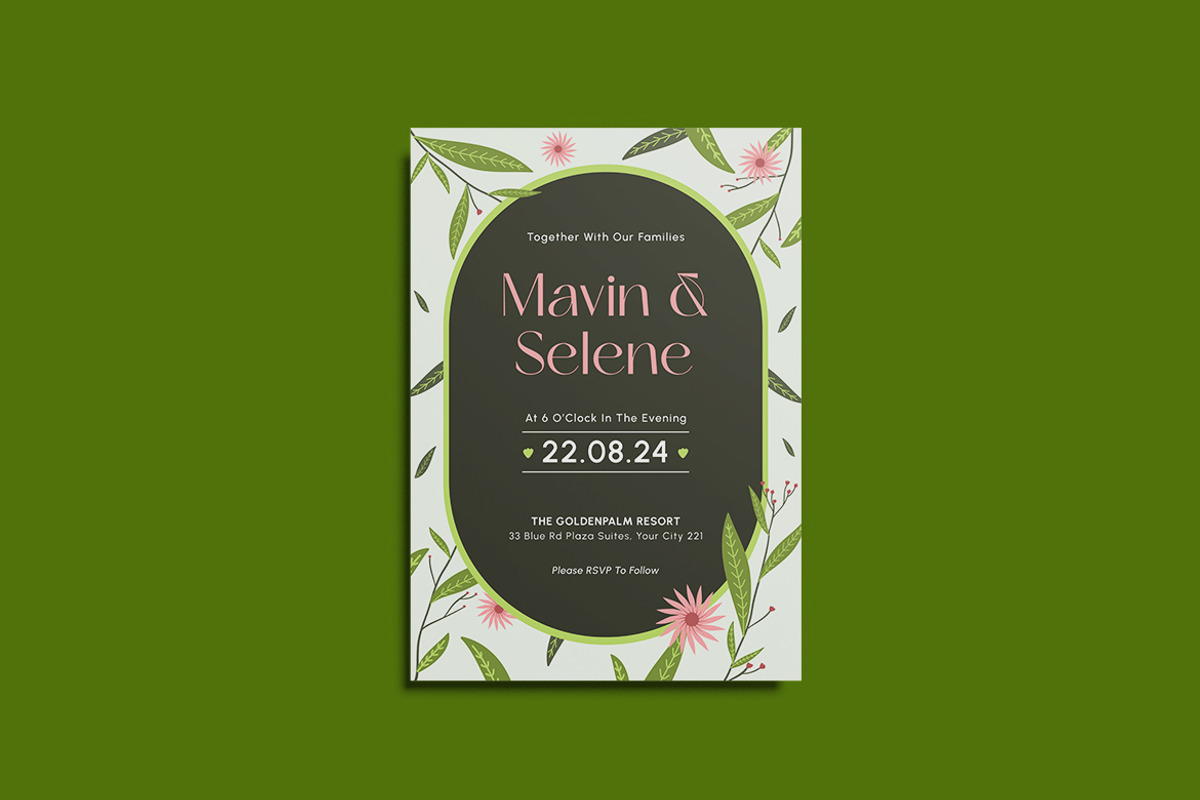 Greenve Wedding Invitation Template, an Invitation Template by iDoodle Studio (Photo 3 of 4)