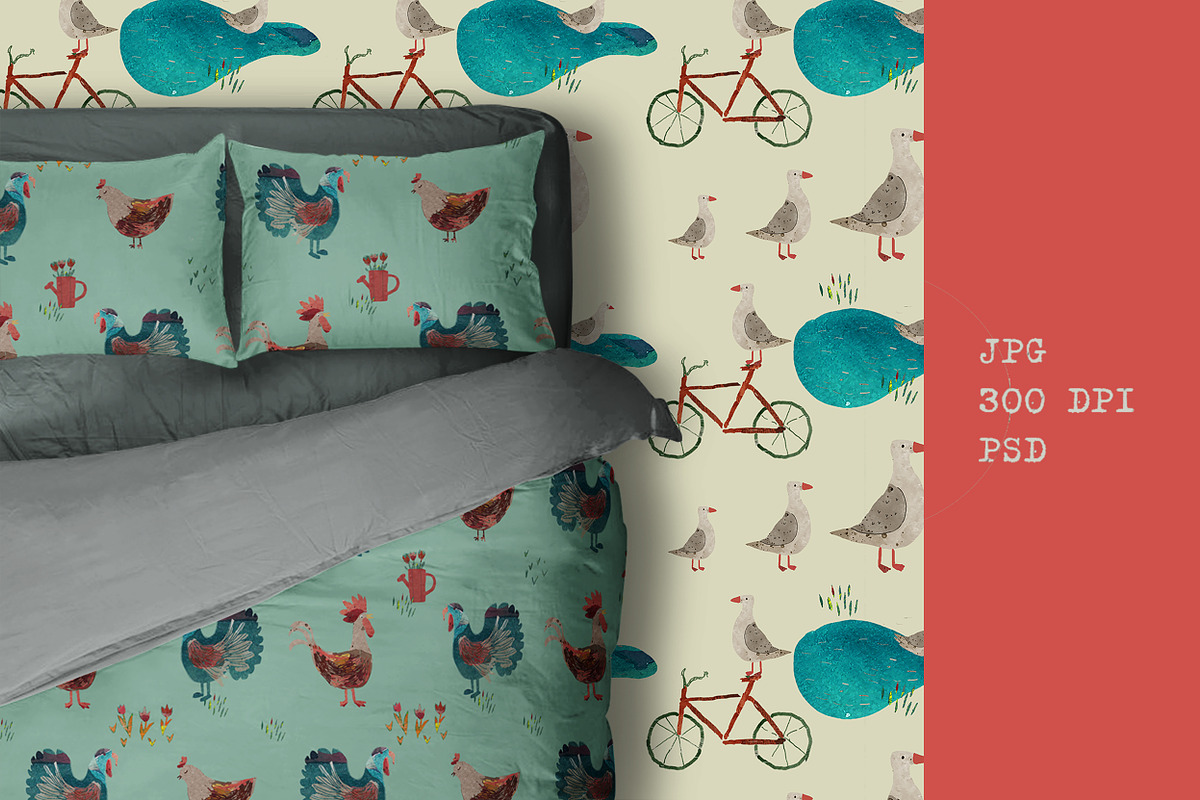 Watercolor Farm Animals patterns, a Pattern Graphic by watercolor kamill (Photo 4 of 7)