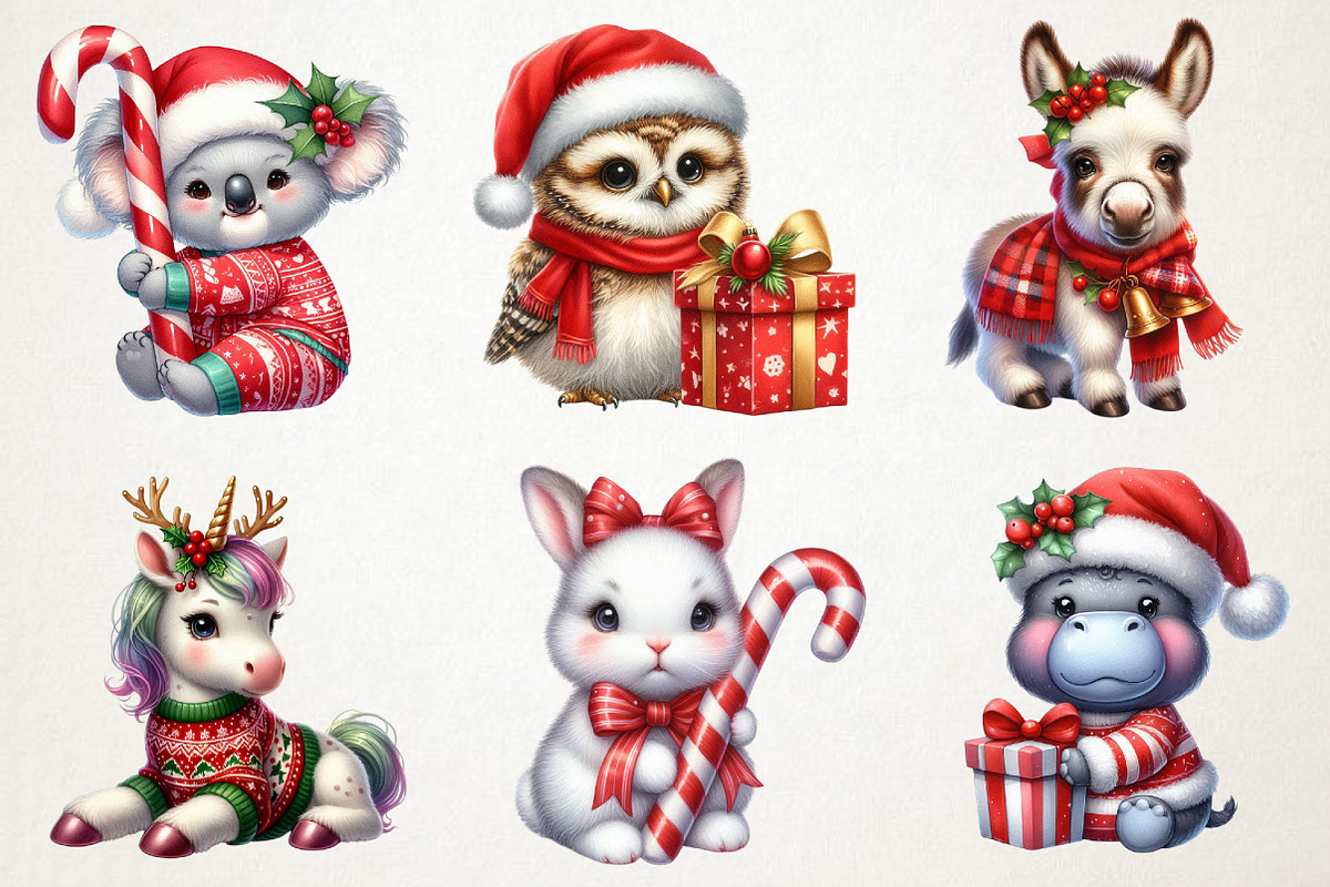 Cute Baby Animals in Christmas Outfi, an Illustration by RobertsArt (Photo 4 of 7)