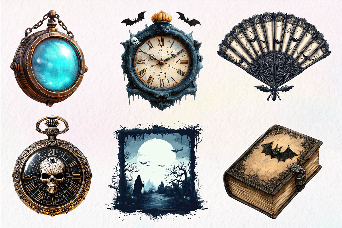 Victorian Halloween Clipart PNG, an Illustration by Dream Creation (Photo 4 of 7)