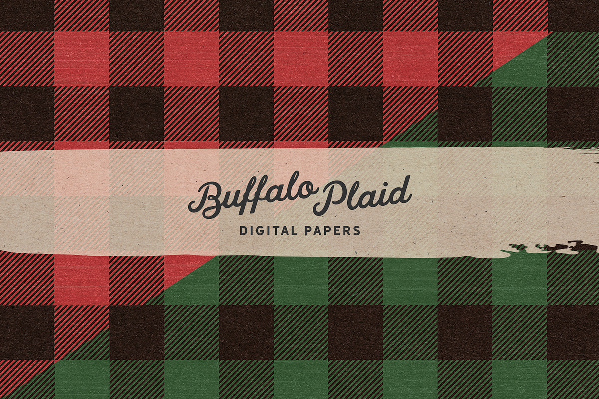 Vintage Buffalo Plaid Digital Papers, a Pattern Graphic by Indie Grace Design (Photo 2 of 5)