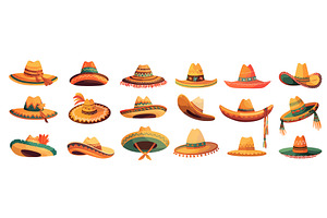 sombrero set cartoon. mexican hat, an Object Illustration by Stock-Smart-Start