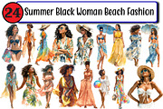 Summer Black Woman Beach Fashion, an Illustration by Design Market (Thumbnail 1 of 3)