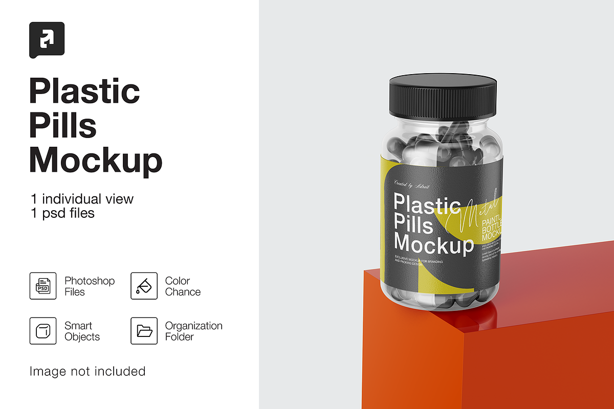 PLastik Pills Bottle Mockup, a Packaging Mockup by _Adroit_ (Photo 2 of 2)