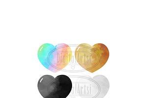 Watercolor Hearts Clipart