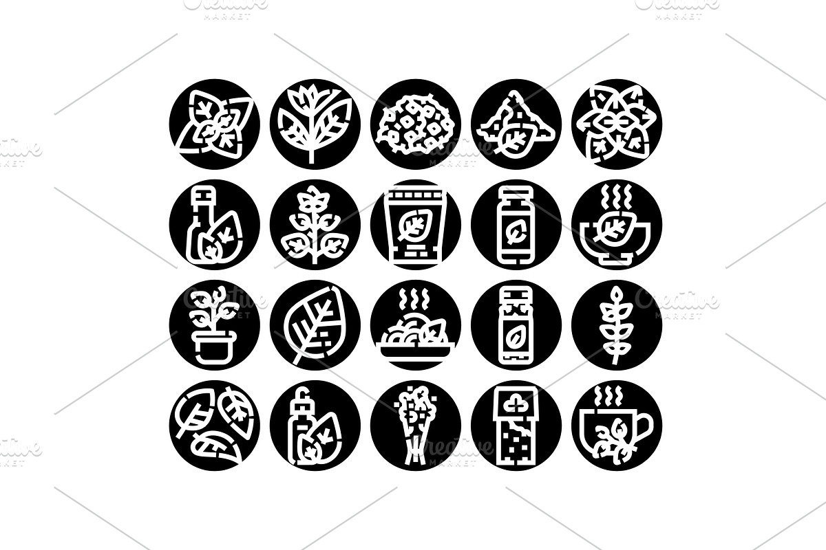 Herbs and spices glyph icons, a Food Illustration by pikepicture