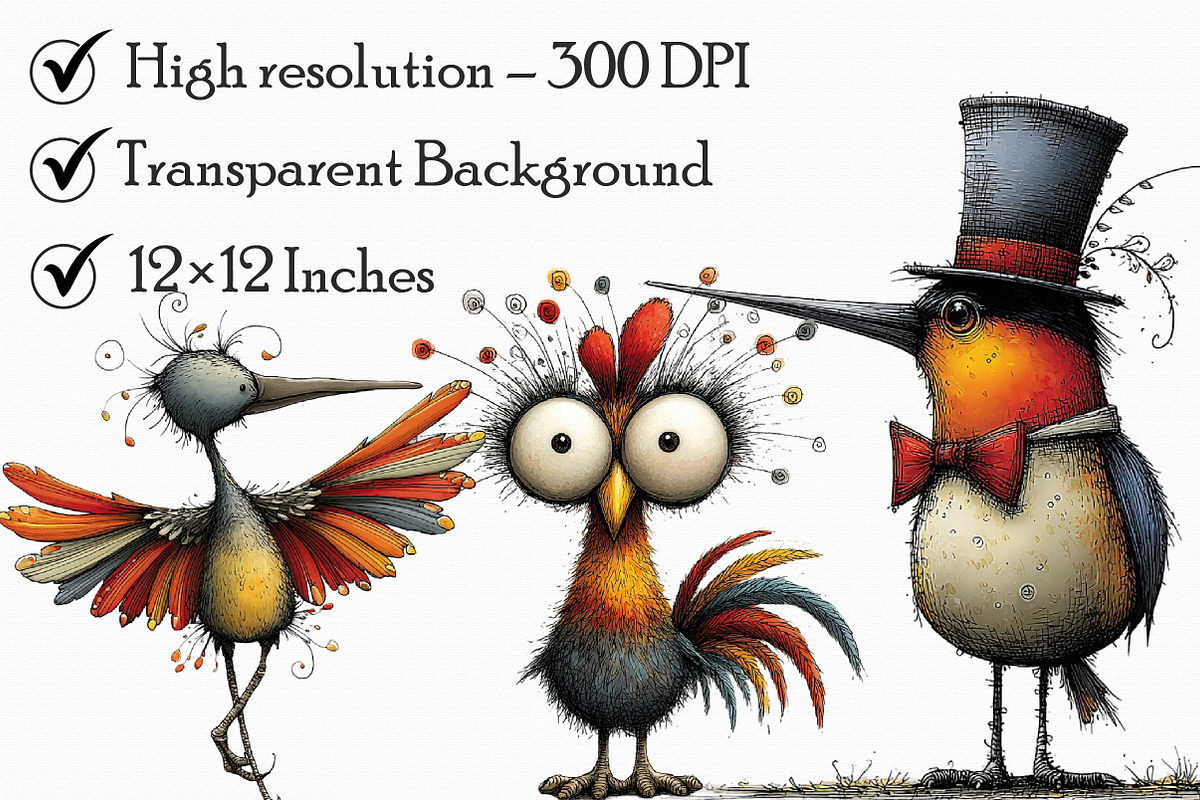 Quirky Funny Birds Clipart, an Illustration by Libby Wishes (Photo 7 of 7)