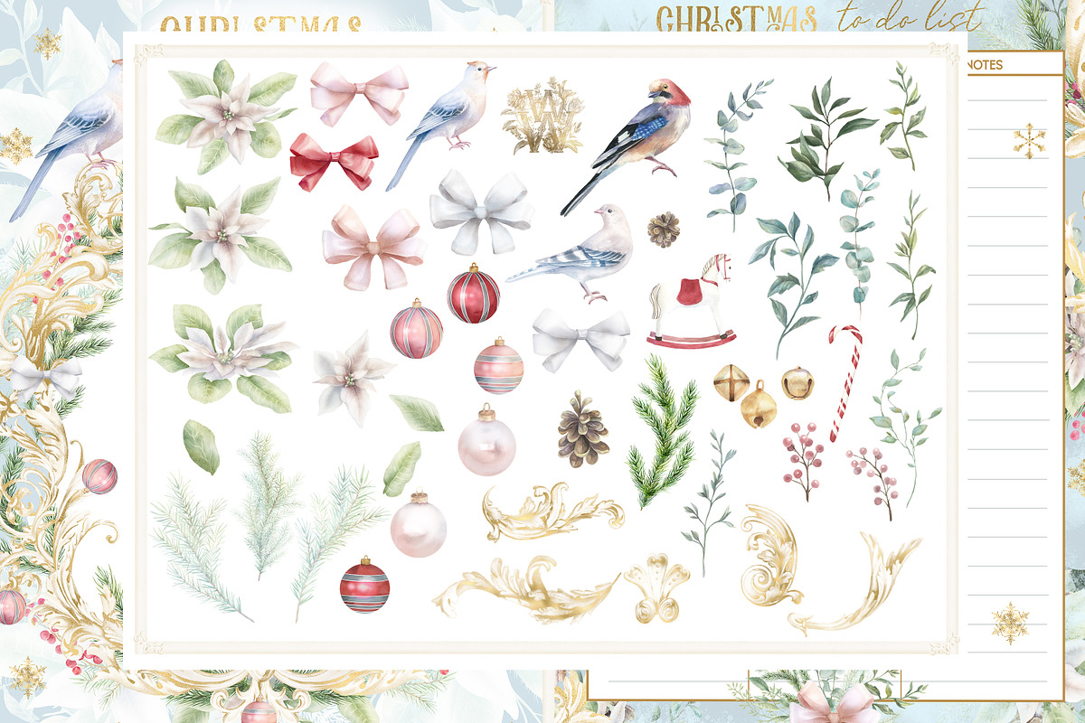 Watercolor Christmas ornament bundle, a Decorative Illustration by WonderWonder (Photo 6 of 20)
