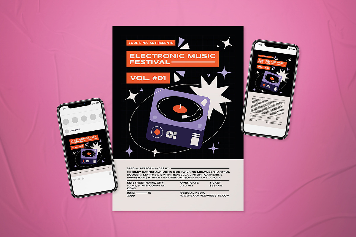 Retro Electronic Dance Music Flyer, a Flyer Template by The Good Store (Photo 1 of 2)