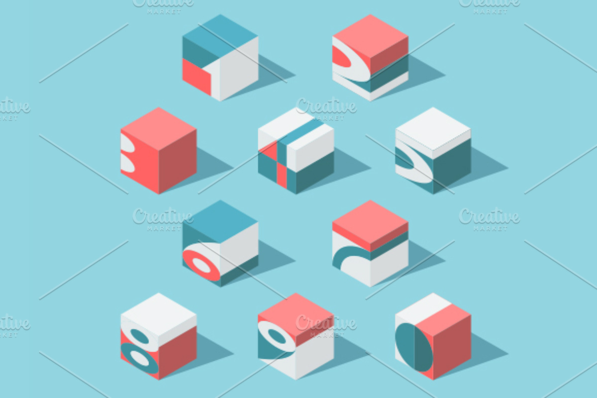 Isometric ABC, numerals and pattern preview 3
