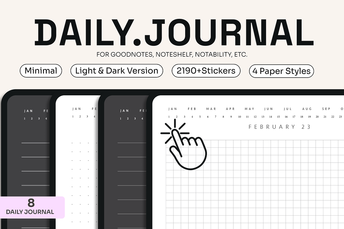 Digital Daily Journal For Goodnotes, a Presentation Template by EchoDivision (Photo 1 of 6)