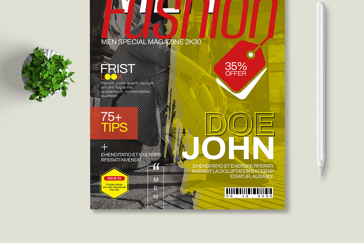 Men Fashion Magazine Cover Template, a Magazine Template by MightyDesign (Photo 3 of 8)