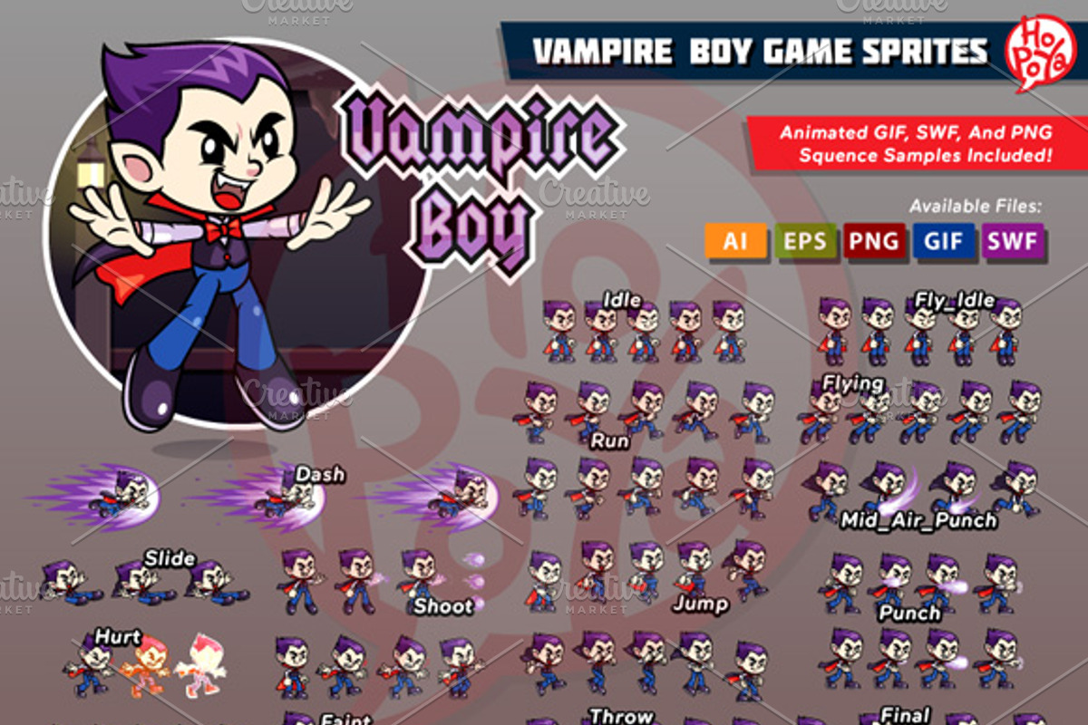 Vampire Boy Game Sprites, an Illustration by mikailain
