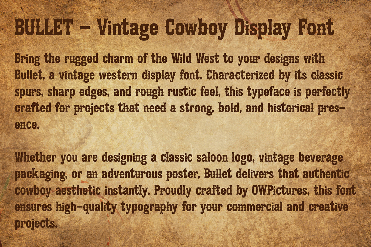 Bullet - Rustic Cowboy Serif, a Serif Font by OWPictures (Photo 9 of 10)