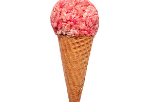 ice cream of mincemeat in a cone