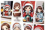 Christmas Girls with Hot Chocolate, an Illustration by ETARA by Mea Hau (Thumbnail 1 of 9)