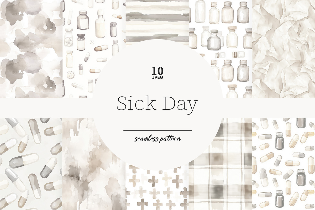 Sick Day Digital Paper | Medical, a Pattern Graphic by GlamArtZhanna (Photo 1 of 4)