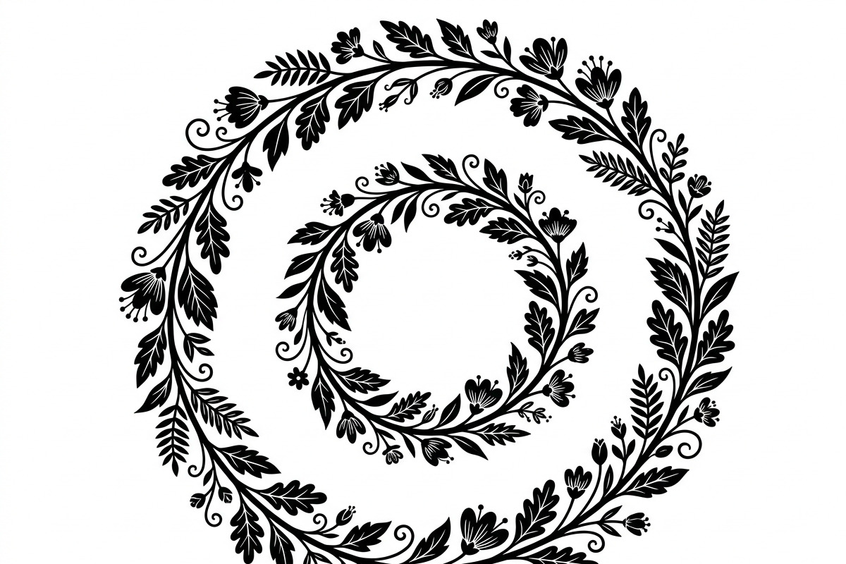 50 Elegant Floral Leaf Spiral Frame, a Decorative Illustration by Amazin_art (Photo 14 of 39)