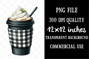 Watercolor Black Gingham Autumn PNG, an Illustration by Designking (Thumbnail 4 of 4)