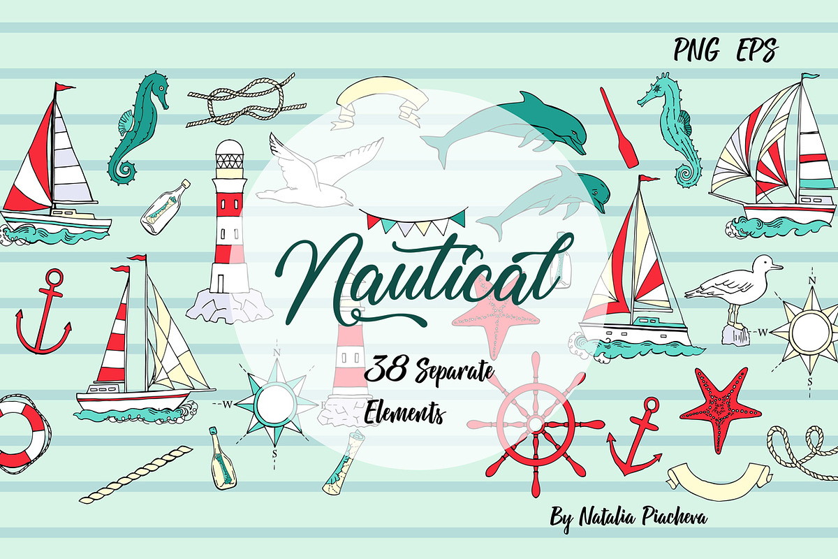 Nautical Elements with Ships, an Illustration by Nataliapiache (Photo 1 of 7)