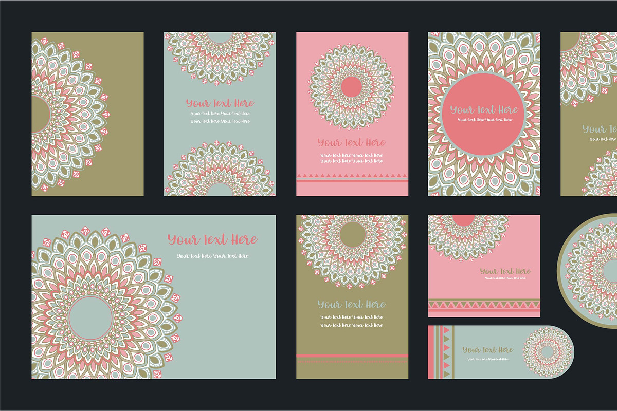 20 Mandala Vintage Template Card., a Card Template by Noree (Photo 12 of 20)