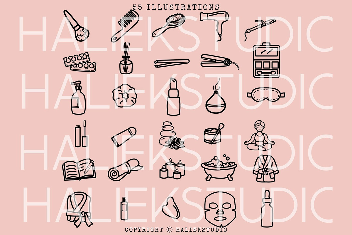 Wellness Girly Procreate Stamp Brush, a Brush Add-On by HalieKStudio (Photo 2 of 10)