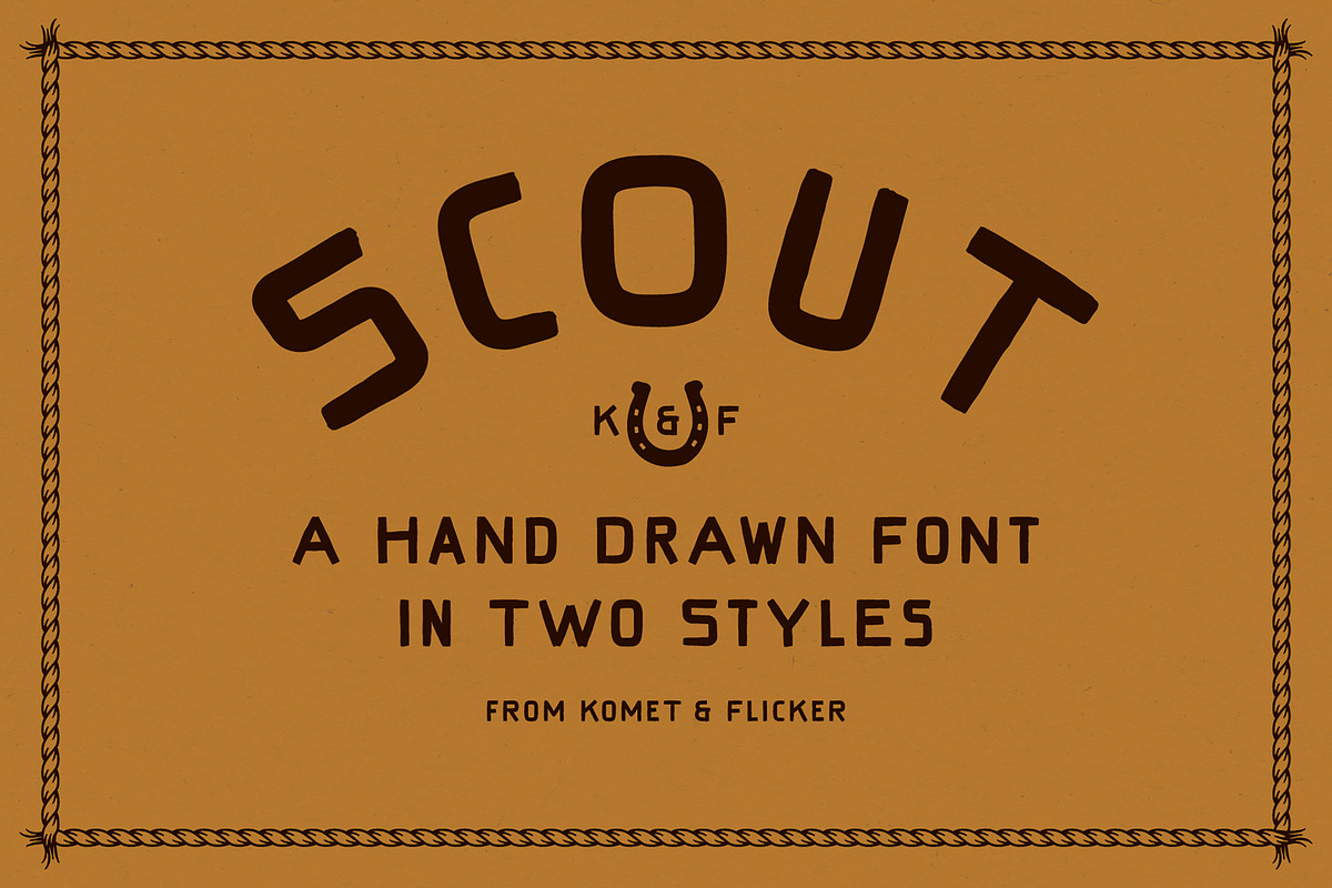 Scout - A Rustic Hand Drawn Font, a Sans Serif Font by Komet & Flicker (Photo 1 of 12)