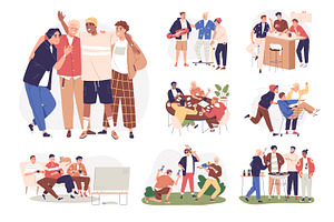 Men friends relax together set, a Person Illustration by Good Studio