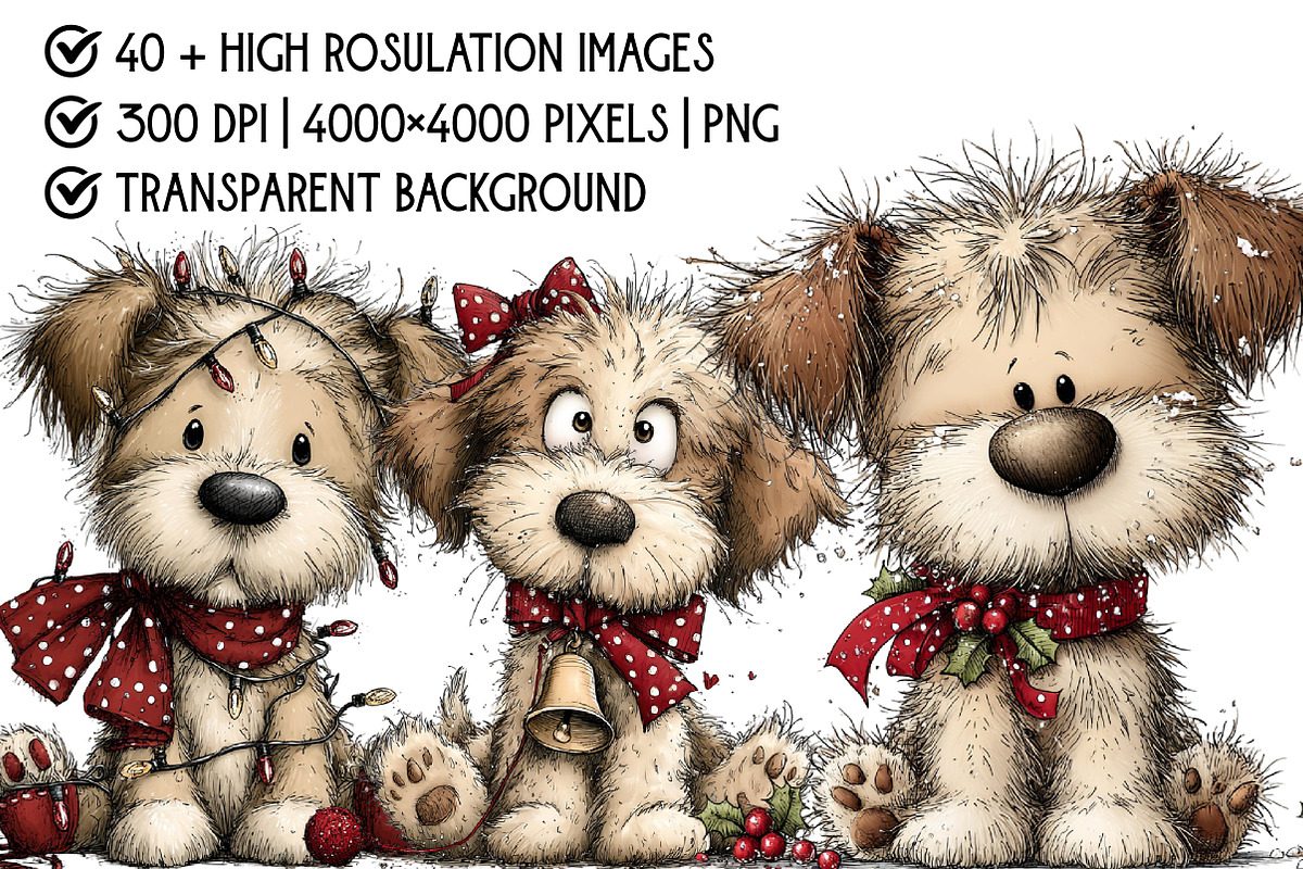 Whimsical Christmas Dog Clipart, an Illustration by Pixels.Craft (Photo 4 of 6)