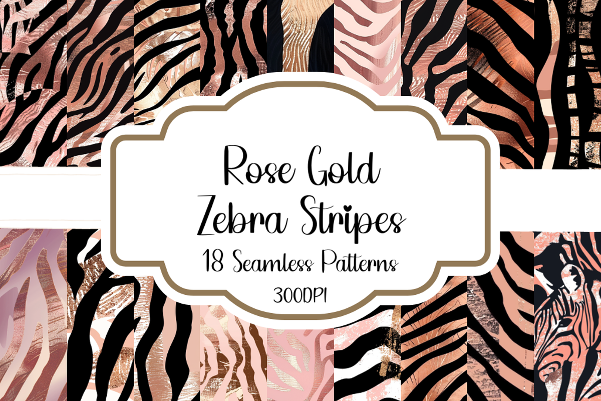 Rose Gold Zebra Stripes Patterns, a Pattern Graphic by PrintablesByFranklyn (Photo 1 of 6)