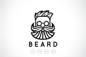 Bearded Man Barber Shop Logo