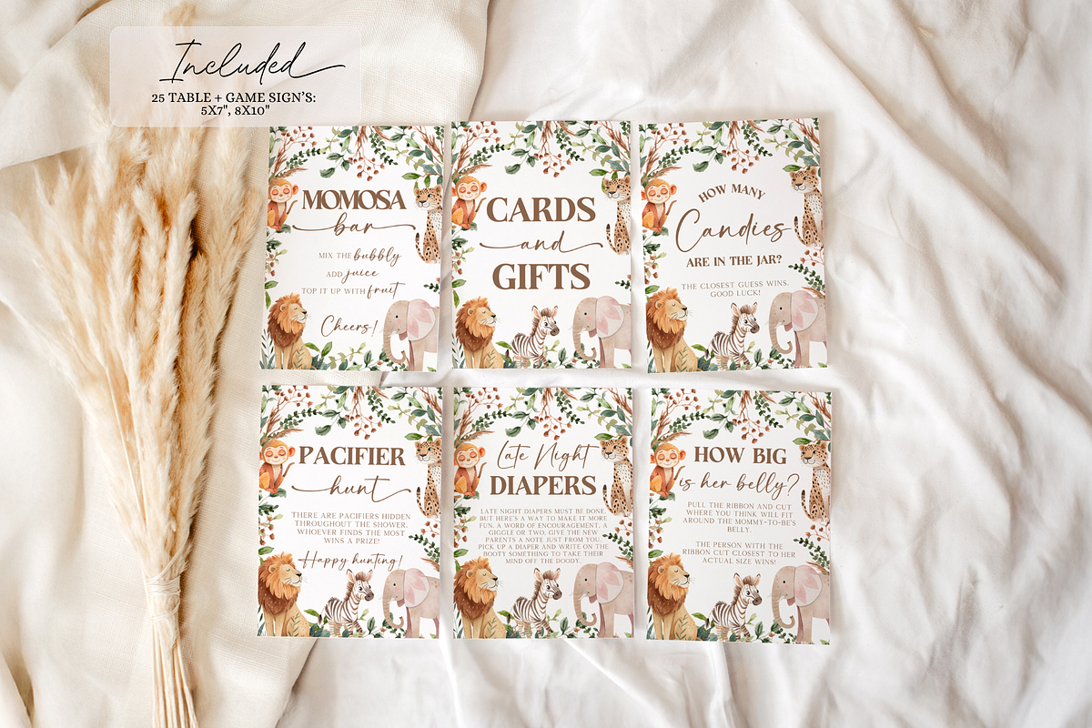 Boho Safari Animal Baby Shower Games, a Templates & Theme by VeliusCreativeStudio (Photo 3 of 5)