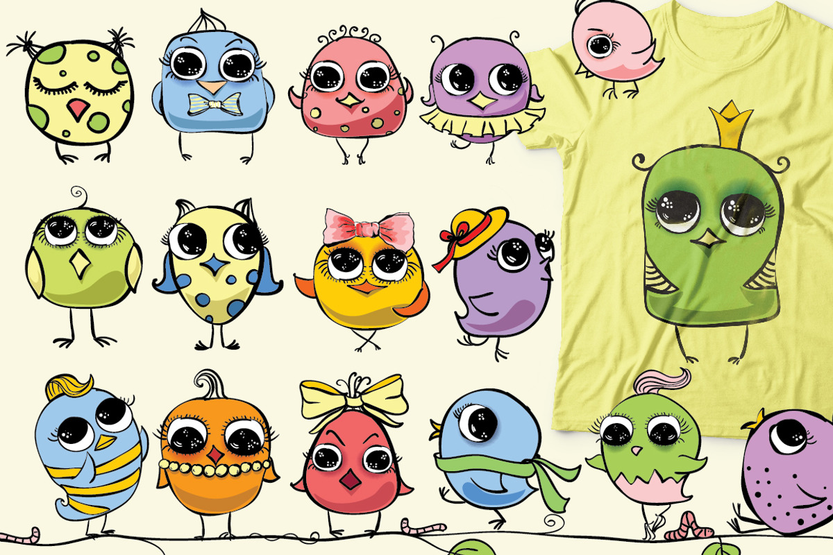 Cute Birds, an Animal Illustration by Virinaflora (Photo 2 of 4)