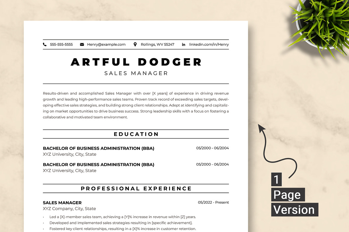 Sales Manager Resume Template, a Resume Template by ResumeInventor (Photo 2 of 9)