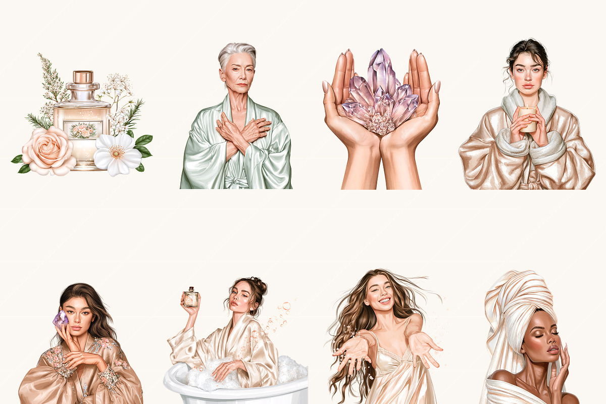 Self Care Women Spa Relaxation, a Person Illustration by BusyDaydesign (Photo 2 of 9)