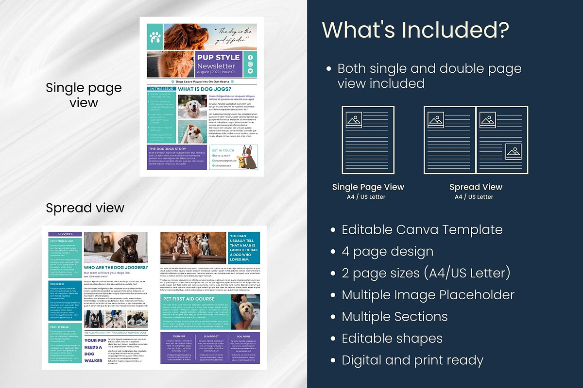 Canva newsletter template for pet dogs preview 6