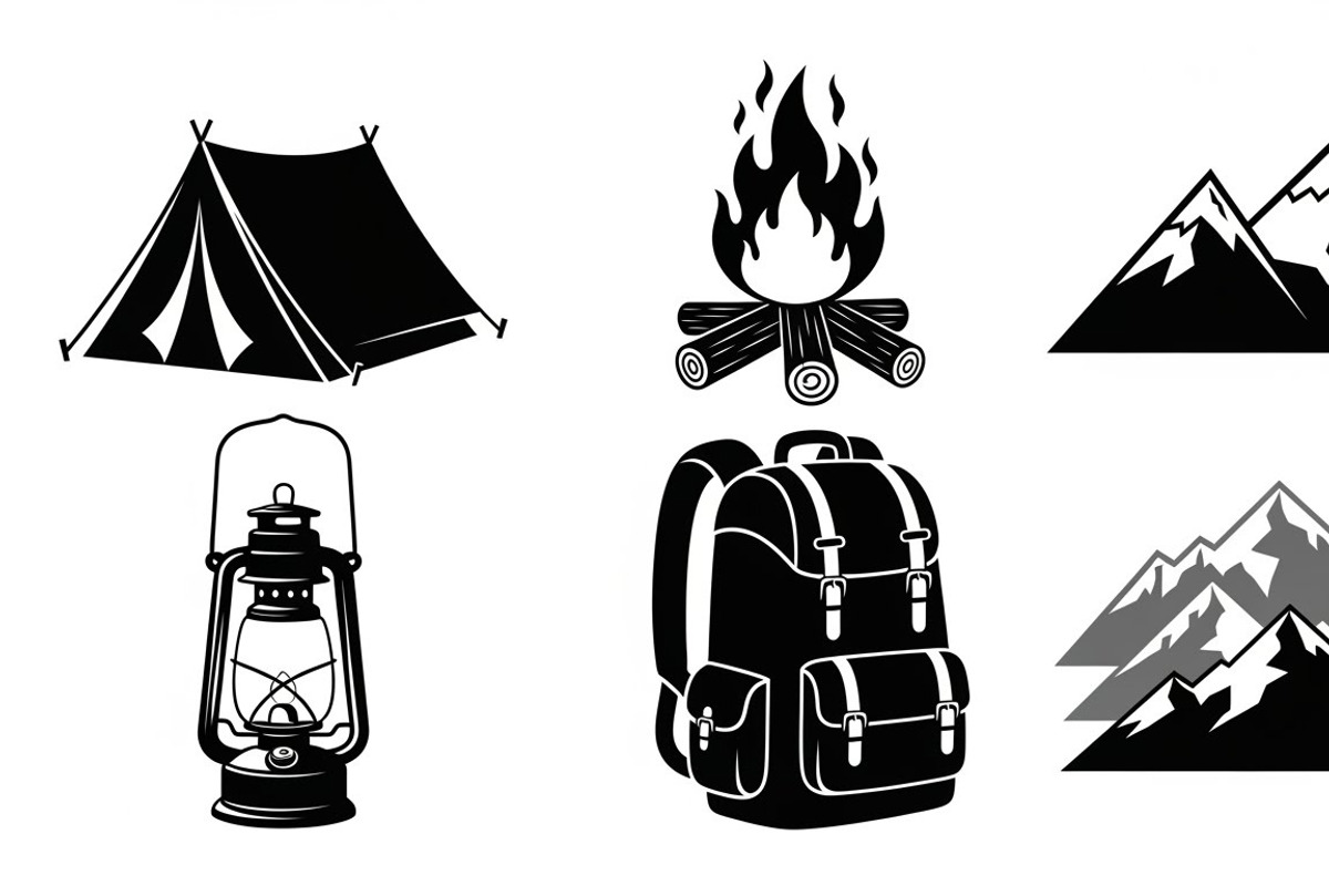 Camping Adventure Silhouette Icon, an Illustration by Artivon (Photo 14 of 51)