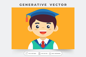 A happy student in a graduation cap, a Graphic by Iftikhar Alam