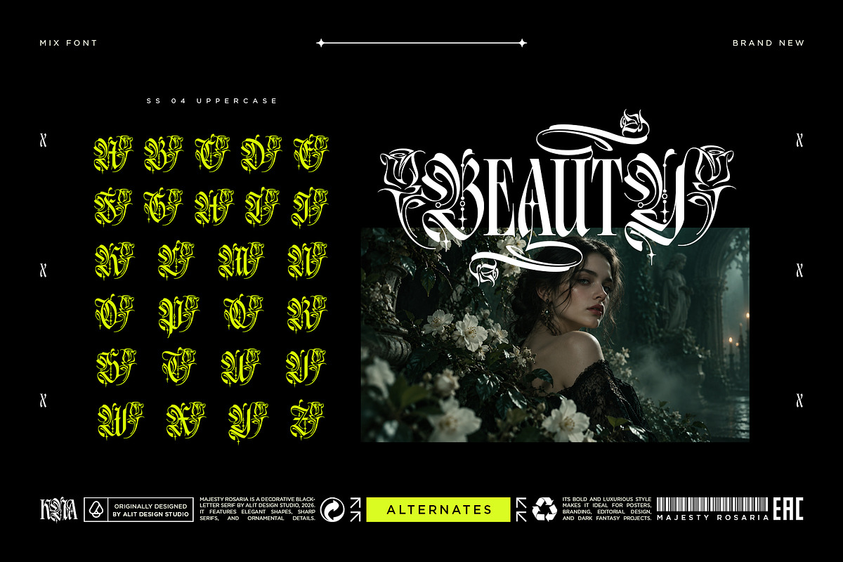 Majesty Rosaria Typeface, a Blackletter Font by alit design (Photo 13 of 20)