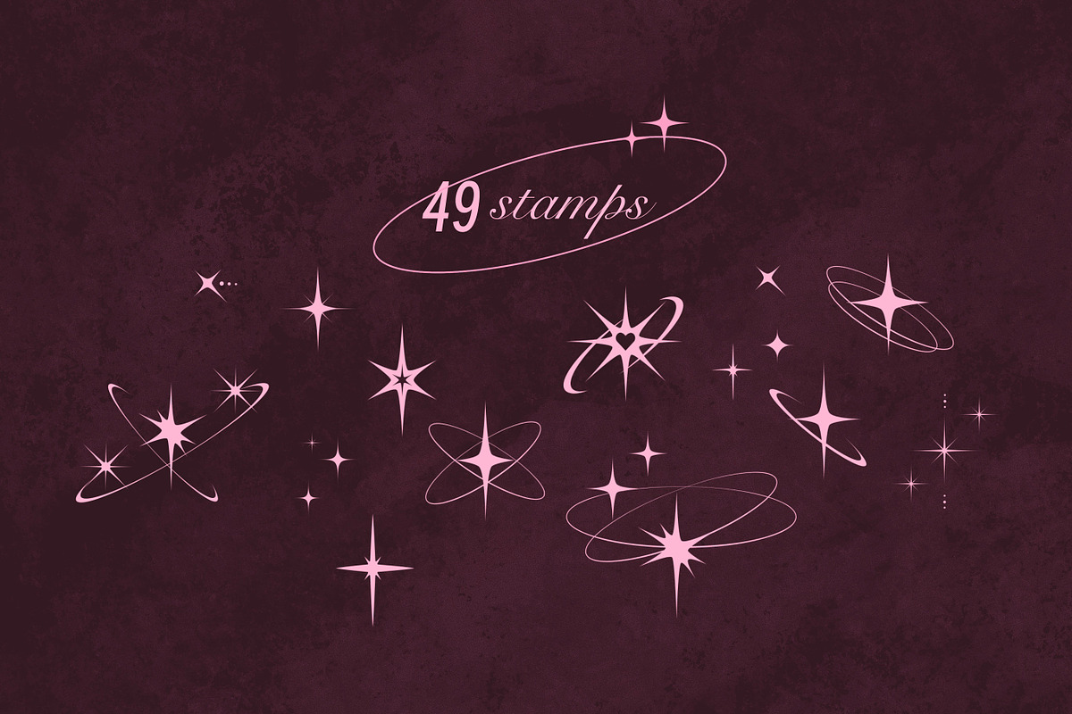 49 procreate Y2K Star Stamp Sparkles, a Brush Add-On by laura.design (Photo 2 of 7)