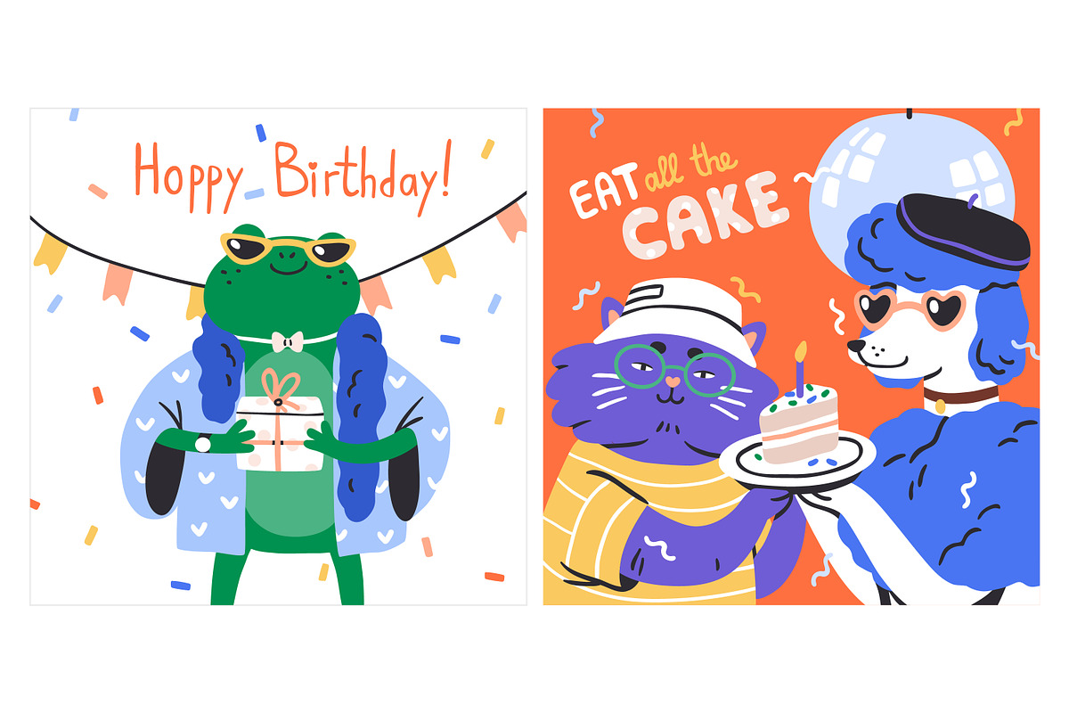 Happy birthday cards with animals, an Animal Illustration by Good Studio (Photo 3 of 11)
