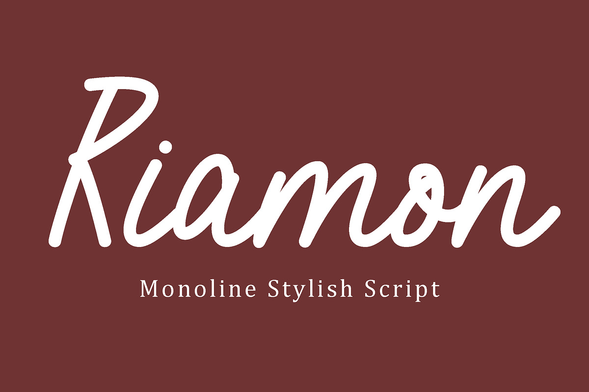 Riamon - lines stylish script font, a Script Font by Fontcastle (Photo 1 of 7)