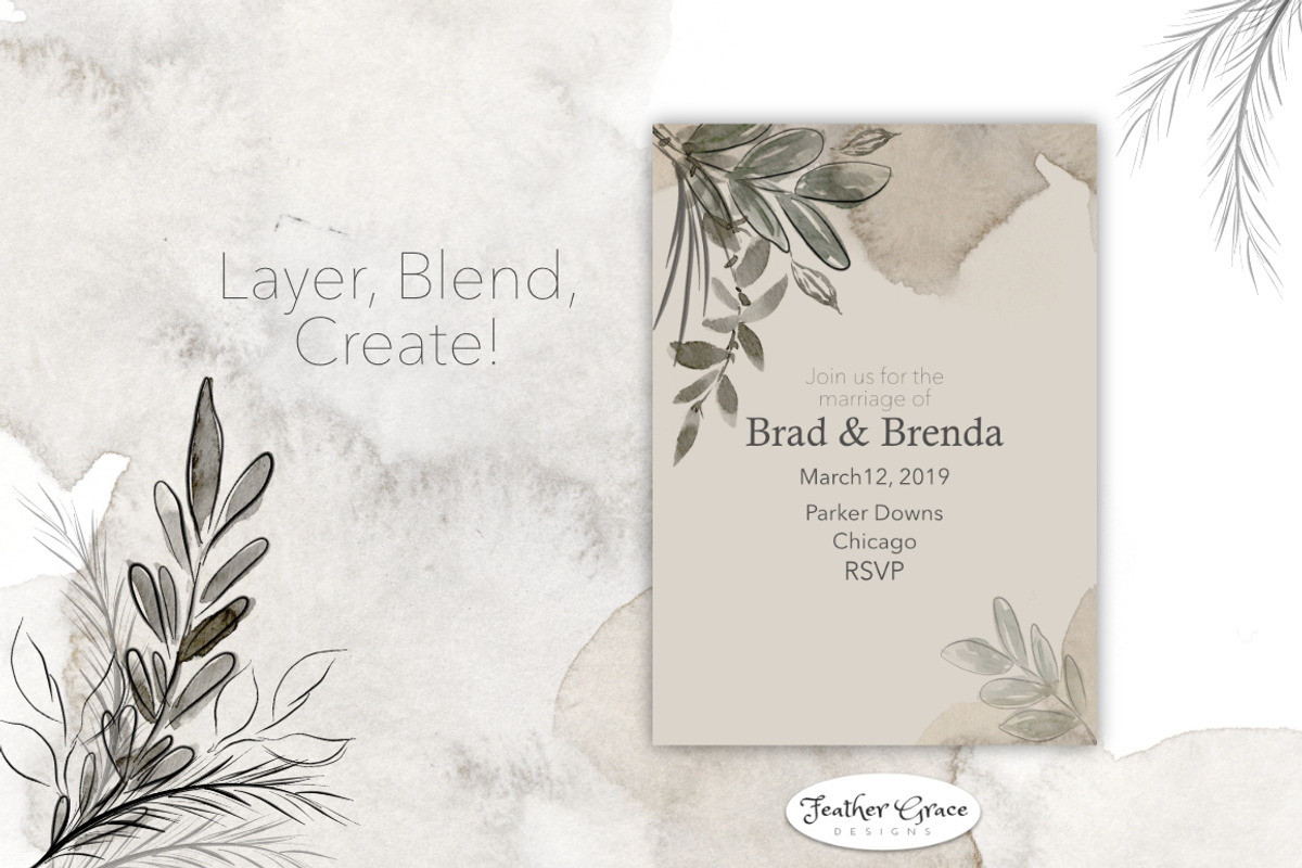 Watercolor Leaves & Washes, an Illustration by Feather Grace Designs (Photo 4 of 11)