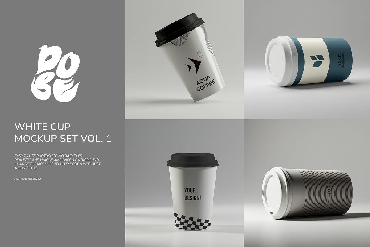 White Cup Mockup Set - Vol 1, a Product Mockup by DOBE Studio (Photo 1 of 4)