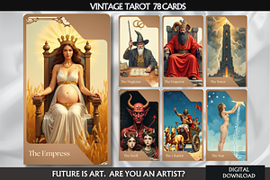 Modern Vintage Tarot Cards Deck, a Decorative Illustration by Mugio