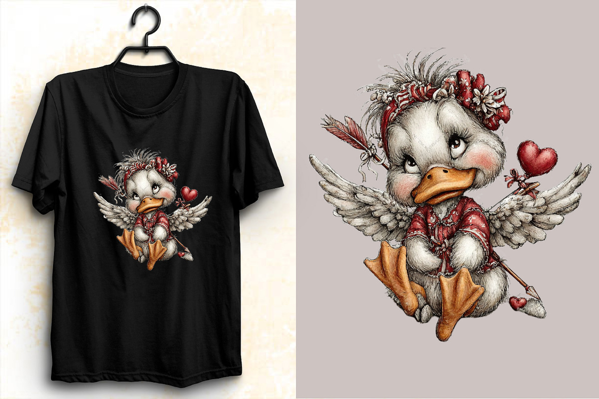 Whimsical Valentine Duck Clipart Bun, an Illustration by SVGArt (Photo 7 of 8)